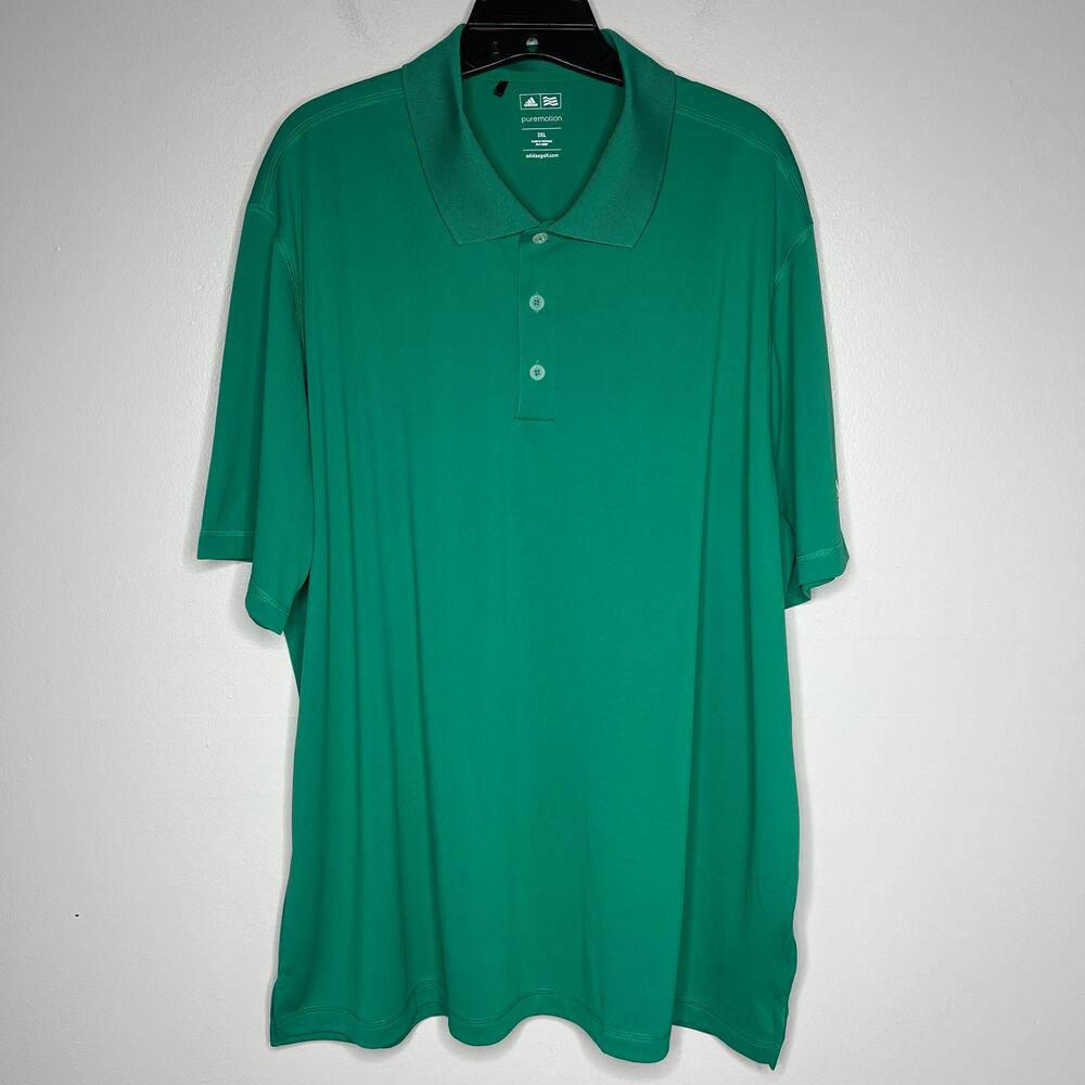Adidas Puremotion Green Golf Polo Men's 2XL Short Sleeve Performance Stretch‎